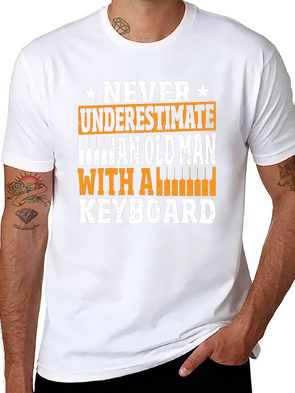 Never Underestimate Old Man Keyboard T-Shirt