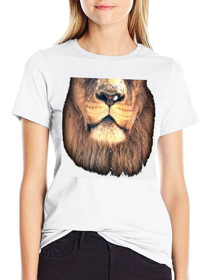 Lion Face Graphic Tee - Black Cotton T-Shirt