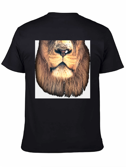 Lion Face Graphic Tee - Black Cotton T-Shirt