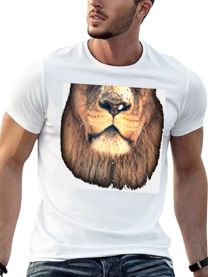 Lion Face Graphic Tee - Black Cotton T-Shirt