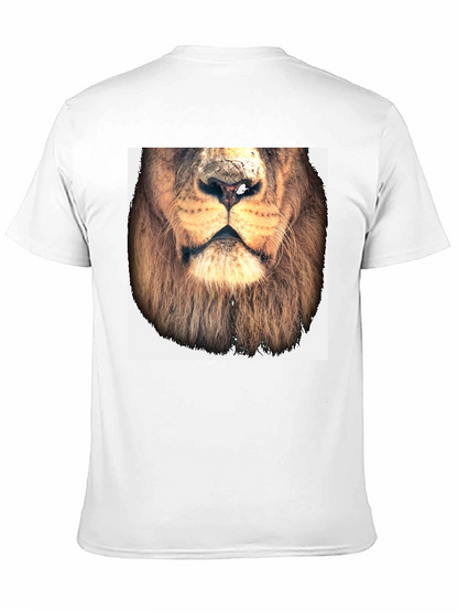 Lion Face Graphic Tee - Black Cotton T-Shirt