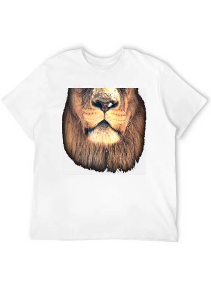 Lion Face Graphic Tee - Black Cotton T-Shirt