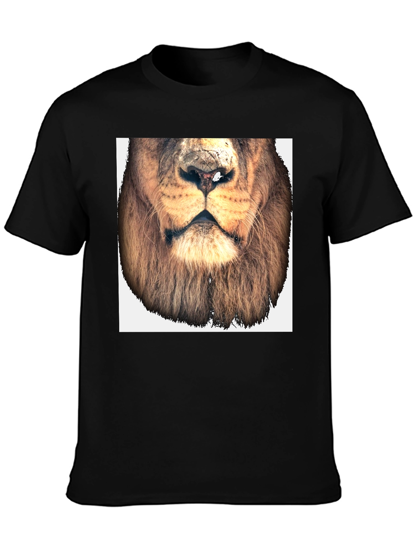 Lion Face Graphic Tee - Black Cotton T-Shirt