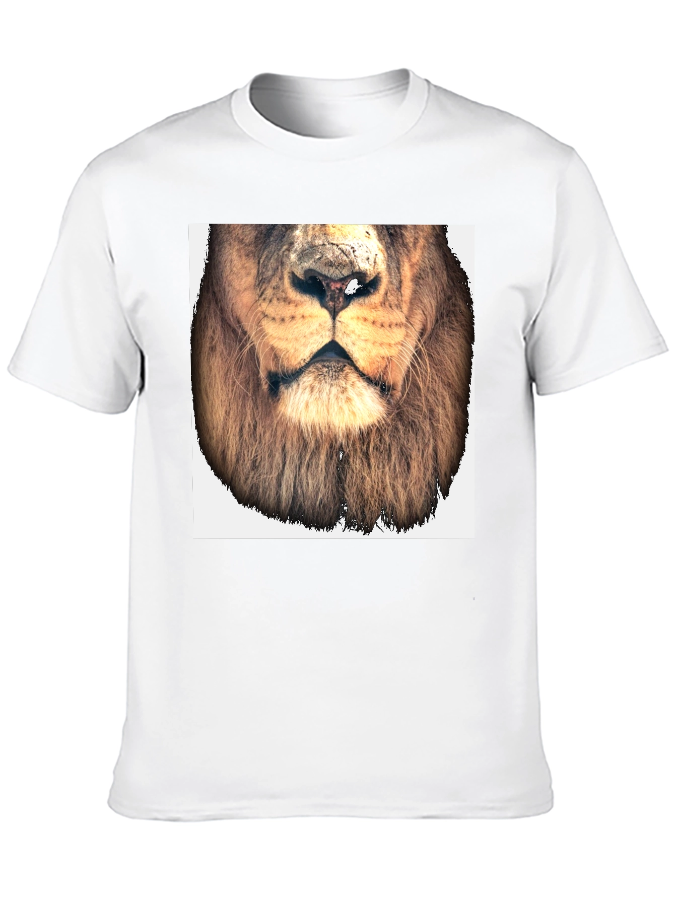 Lion Face Graphic Tee - Black Cotton T-Shirt