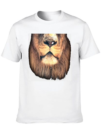Lion Face Graphic Tee - Black Cotton T-Shirt