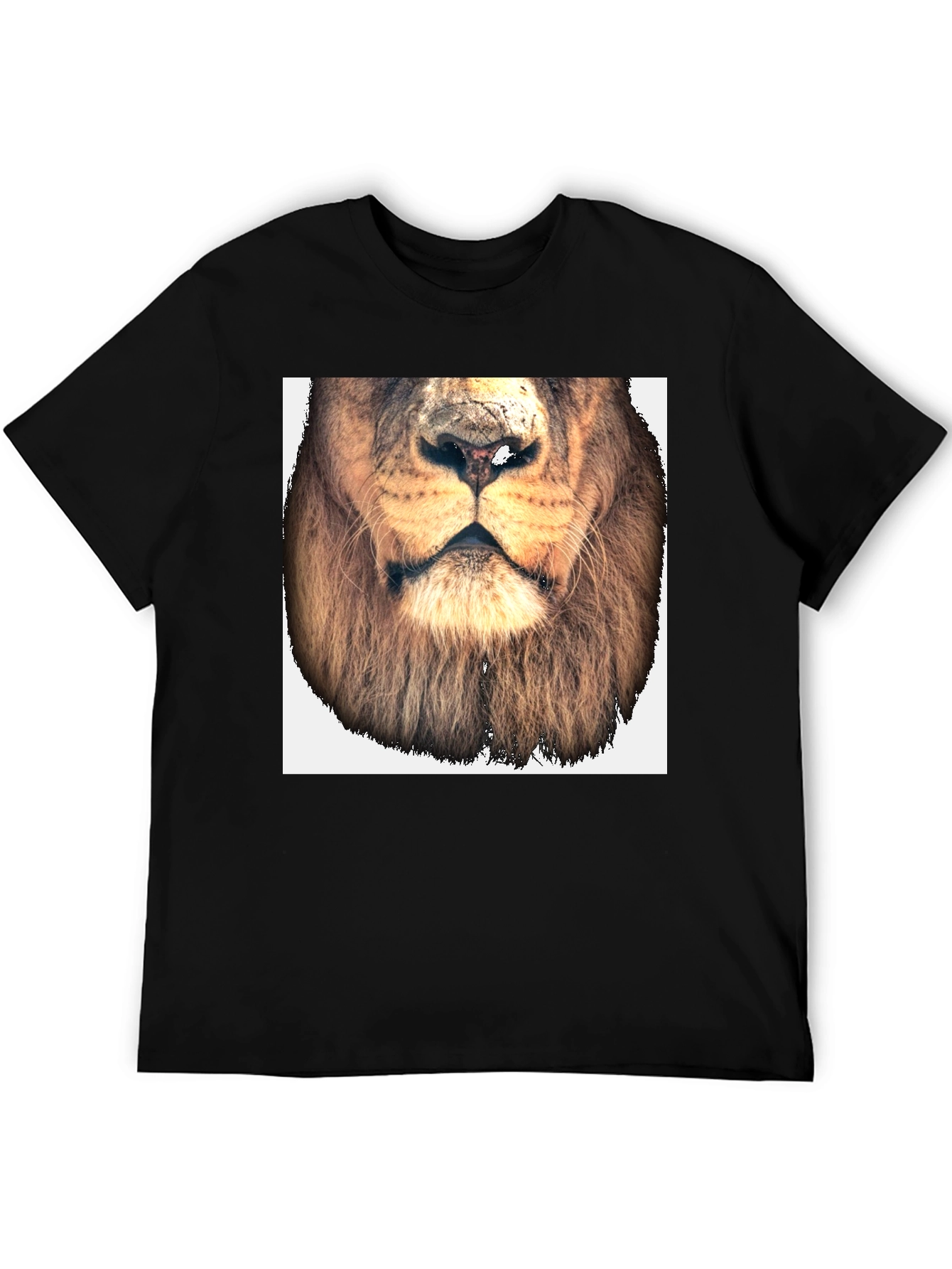 Lion Face Graphic Tee - Black Cotton T-Shirt