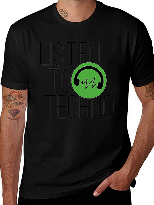 Listen to Techno Black T-Shirt - Music Lover Tee