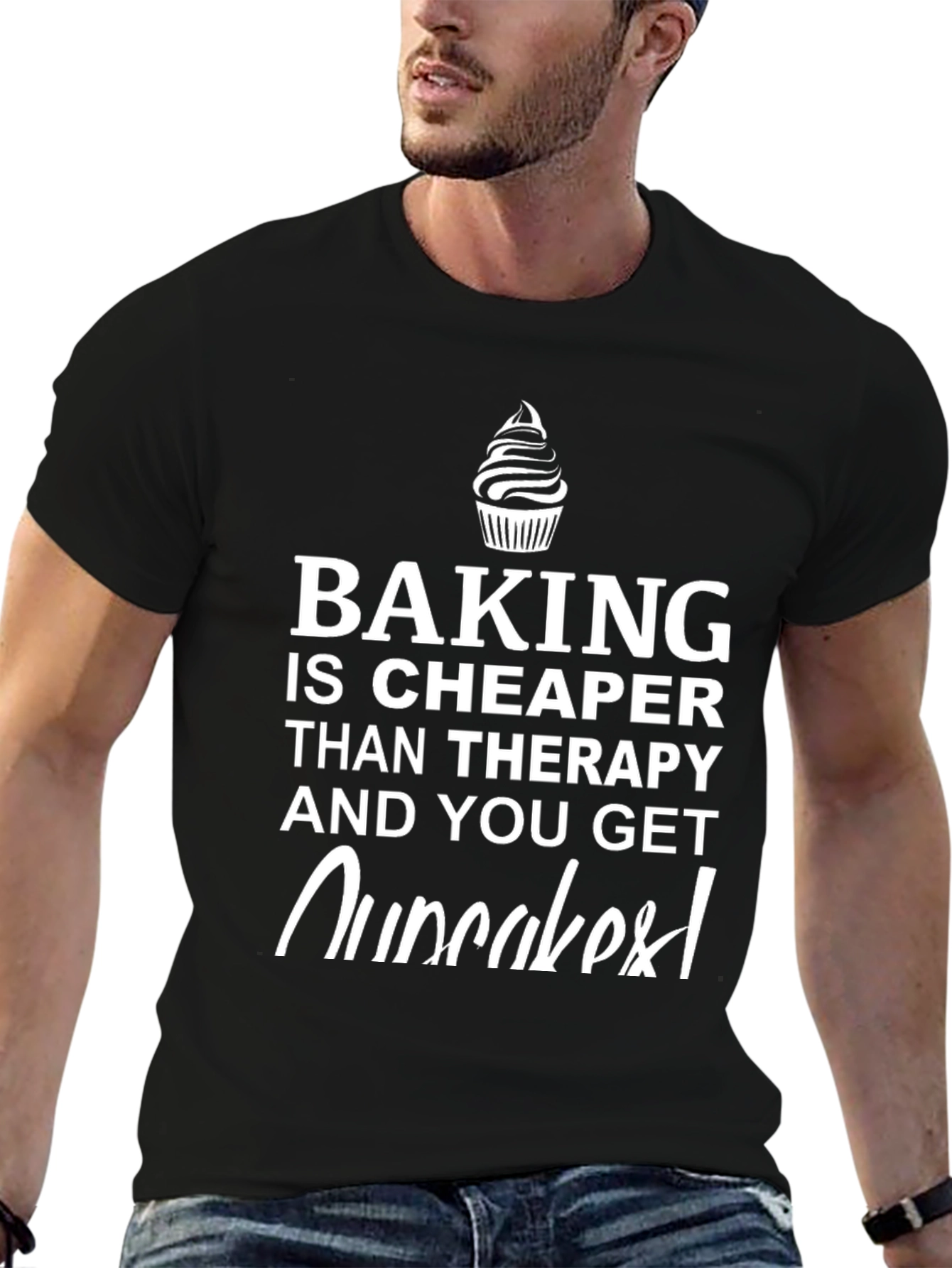 Baking is Cheaper T-Shirt - Cupcake Graphic Novelty Tee