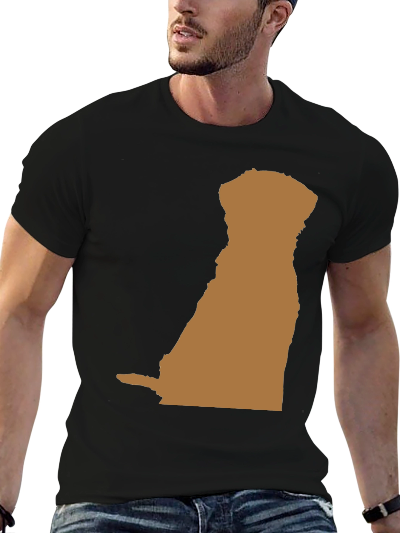 Dog Silhouette Graphic Tee - Black Casual T-Shirt