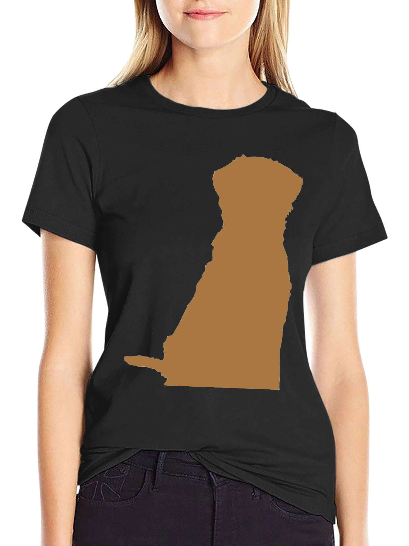 Dog Silhouette Graphic Tee - Black Casual T-Shirt