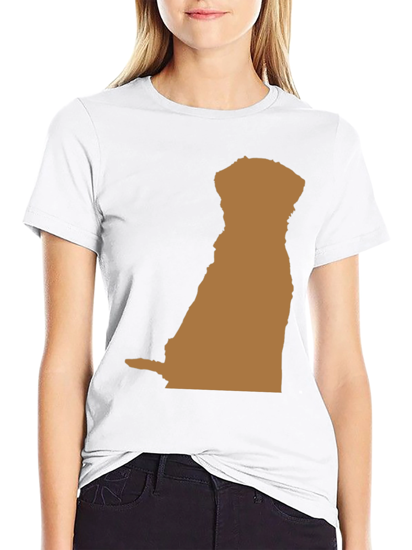 Dog Silhouette Graphic Tee - Black Casual T-Shirt