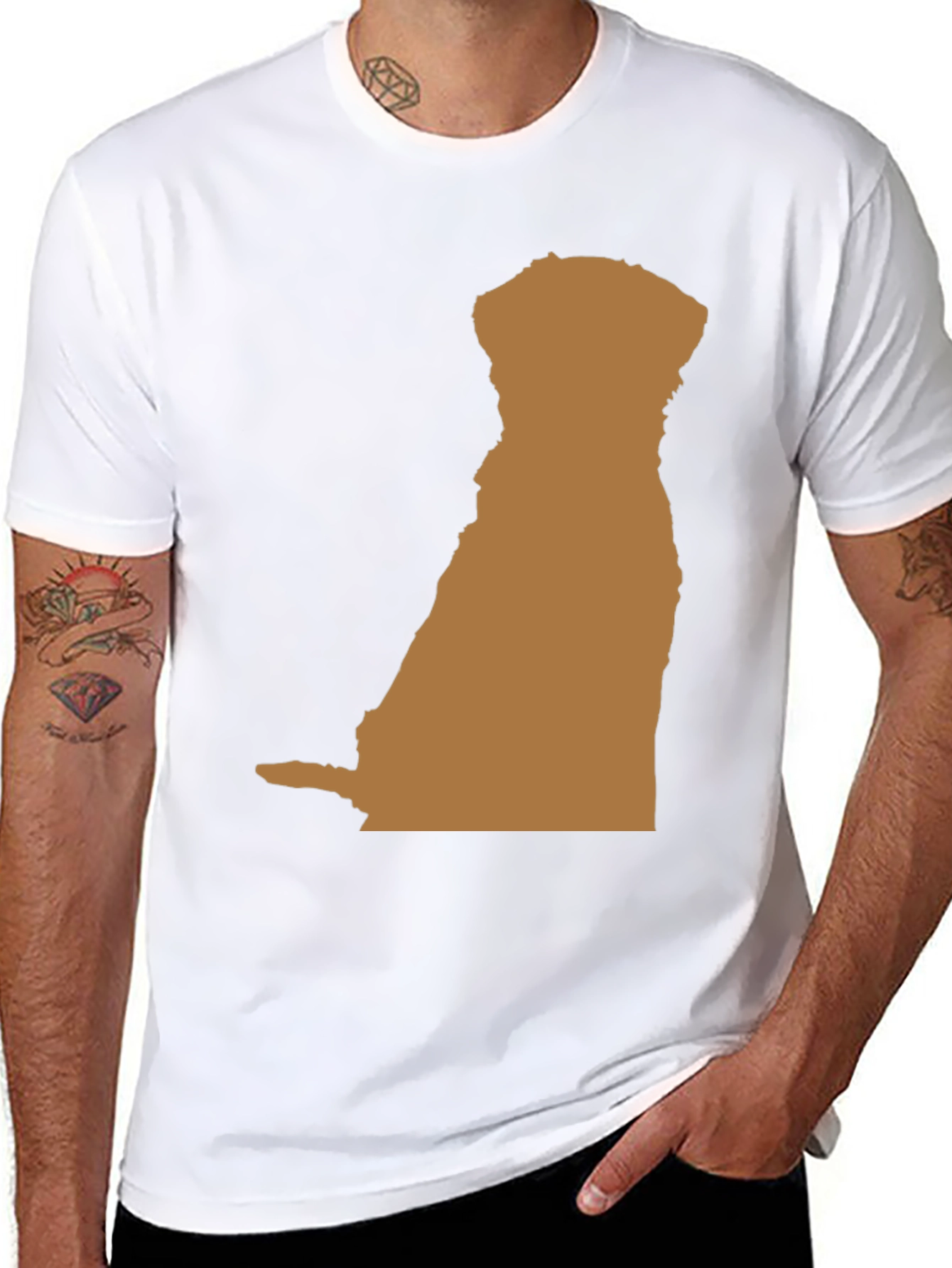 Dog Silhouette Graphic Tee - Black Casual T-Shirt