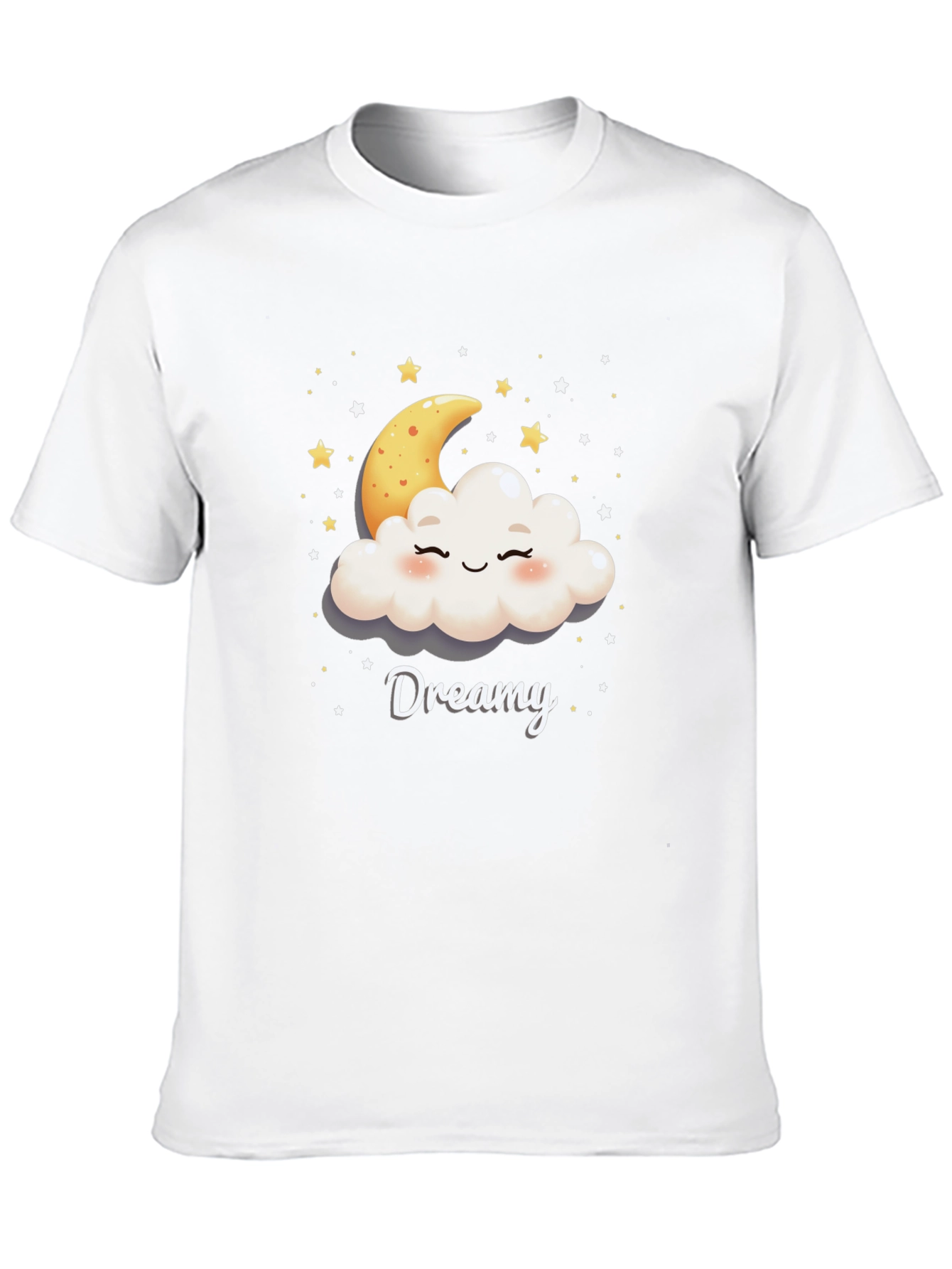 Dreamy Cloud & Moon Graphic Tee - Black Cotton