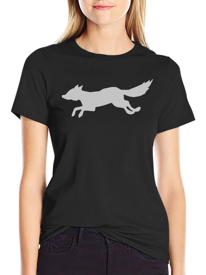 Sleek Fox Graphic Tee - Black Cotton Blend
