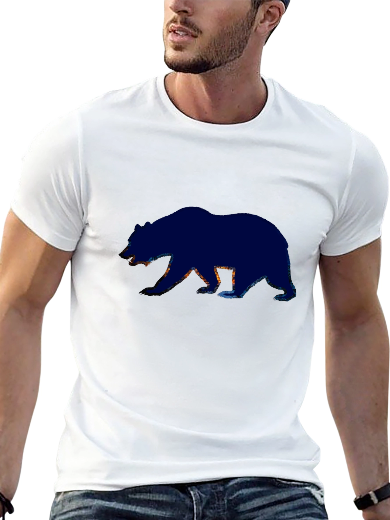 Bear Silhouette Graphic Tee - Black