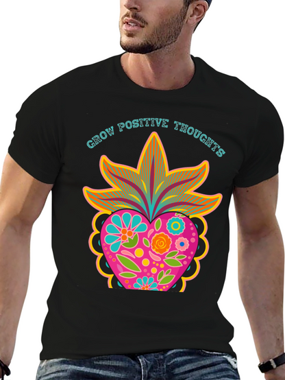 Grow Positive Thoughts Black Graphic Tee