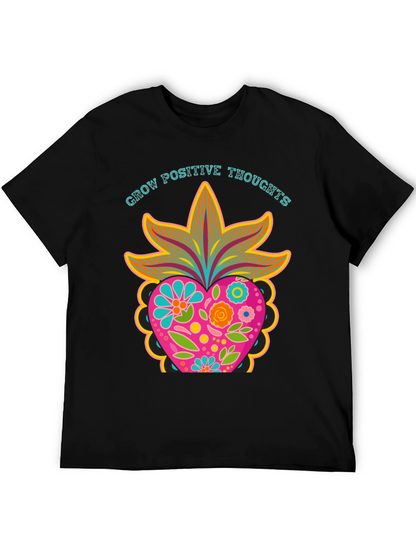 Grow Positive Thoughts Black Graphic Tee