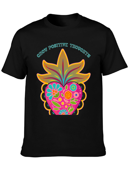 Grow Positive Thoughts Black Graphic Tee