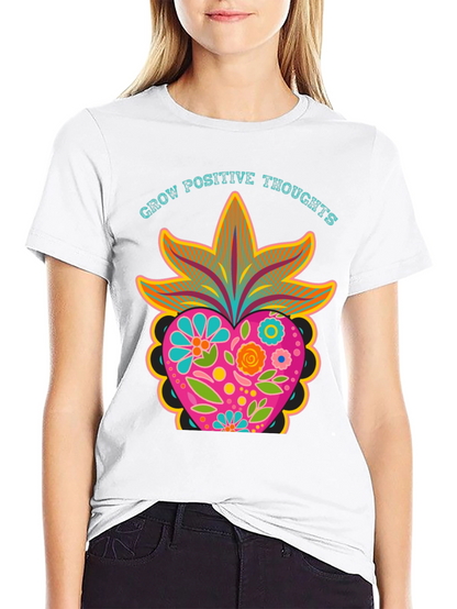 Grow Positive Thoughts Black Graphic Tee