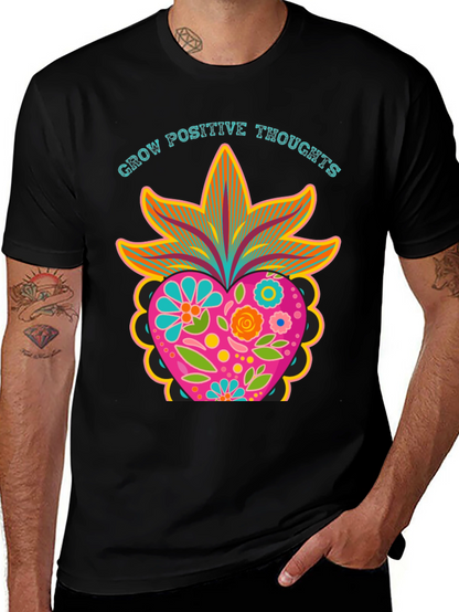Grow Positive Thoughts Black Graphic Tee