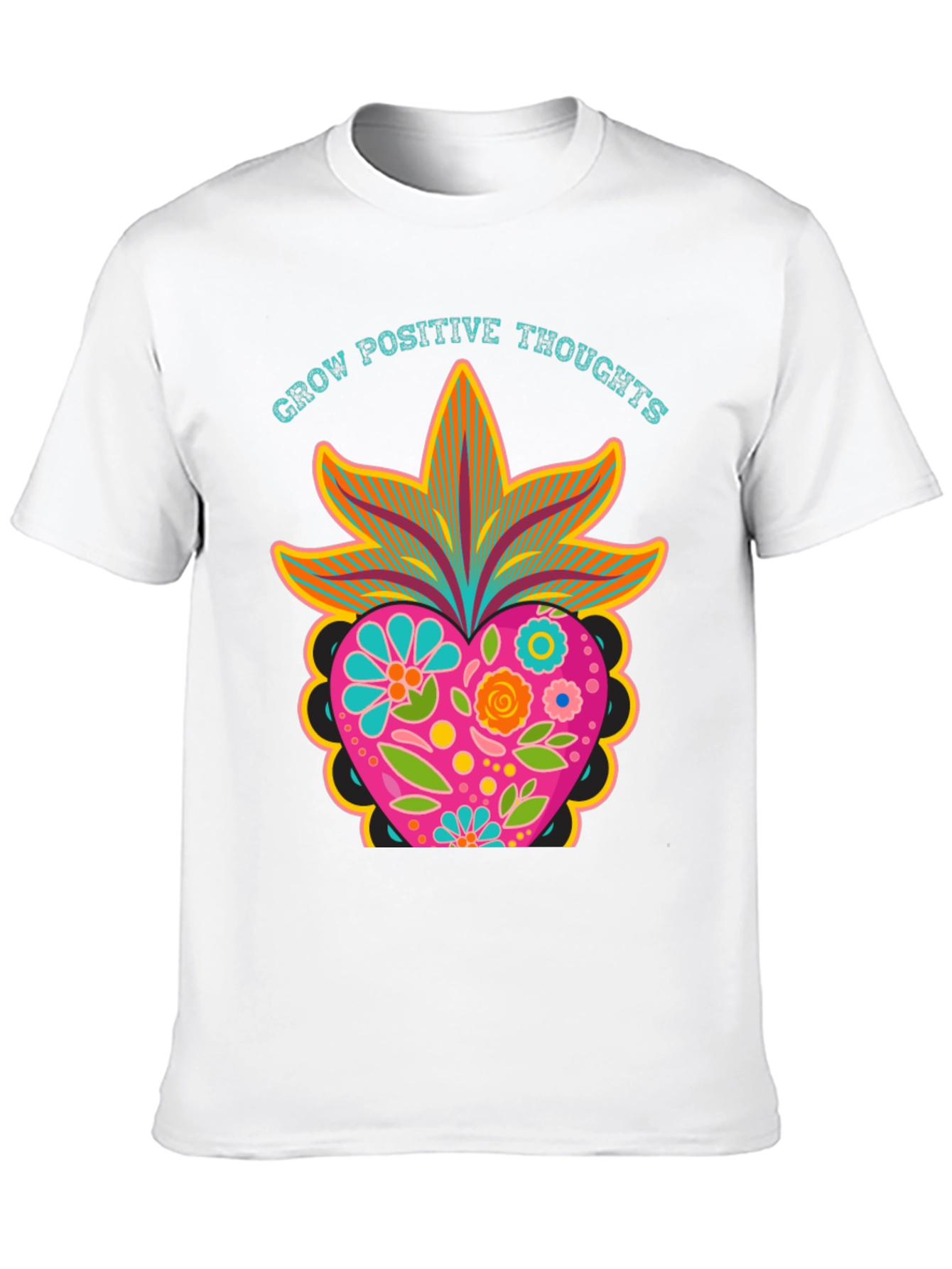 Grow Positive Thoughts Black Graphic Tee
