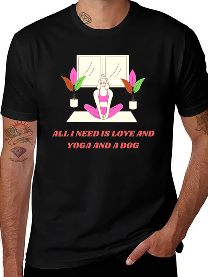 Yoga & Dog Lover T-Shirt: Love and Yoga Design