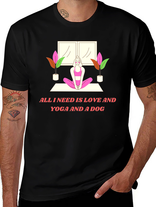 Yoga & Dog Lover T-Shirt: Love and Yoga Design