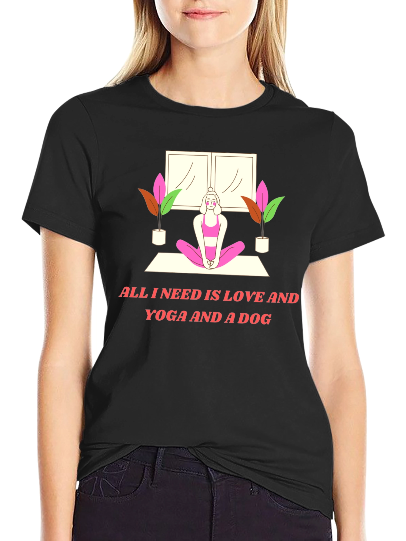 Yoga & Dog Lover T-Shirt: Love and Yoga Design