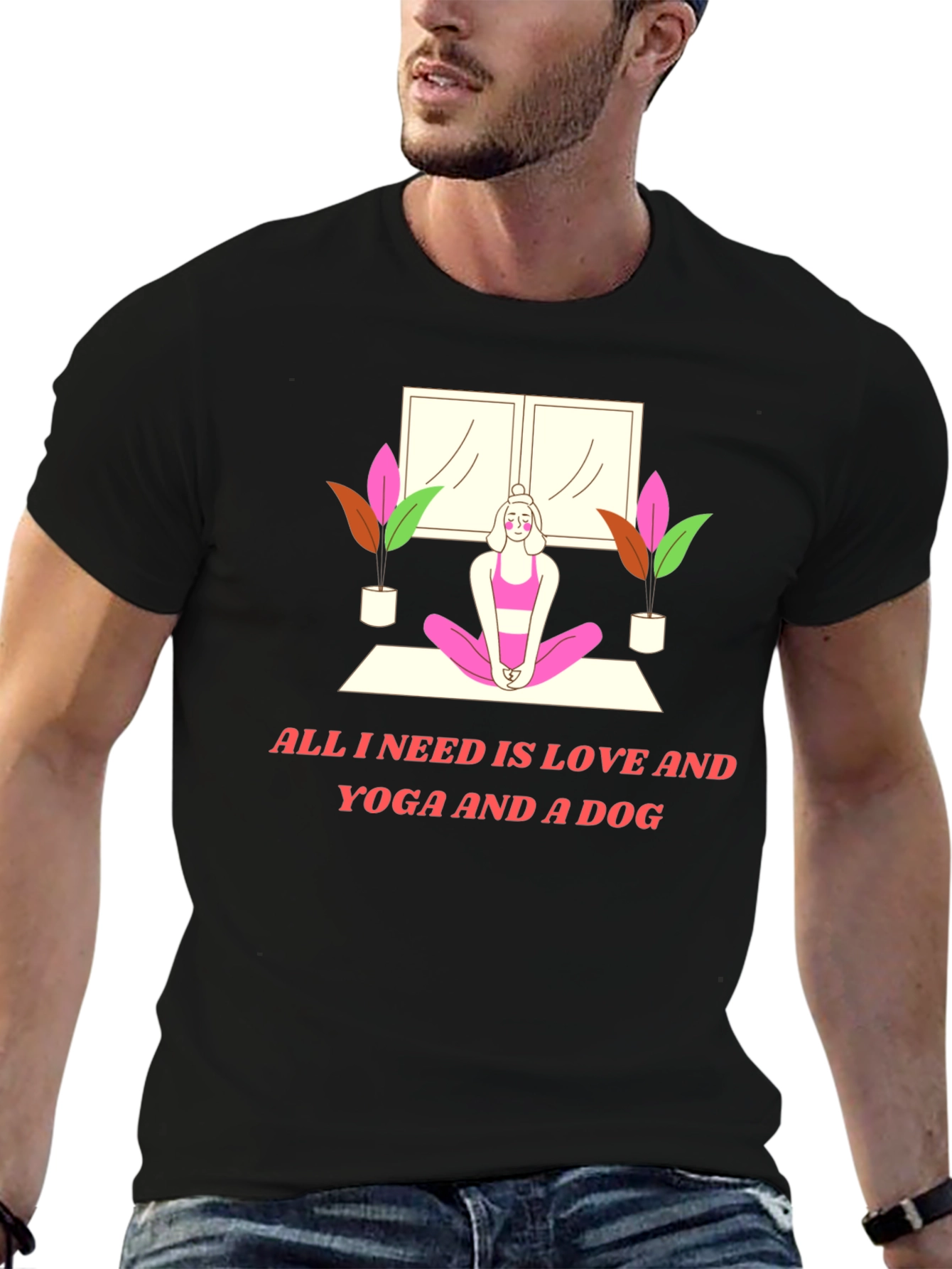 Yoga & Dog Lover T-Shirt: Love and Yoga Design