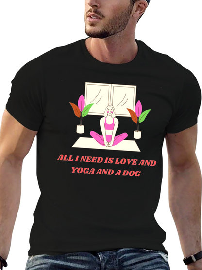 Yoga & Dog Lover T-Shirt: Love and Yoga Design