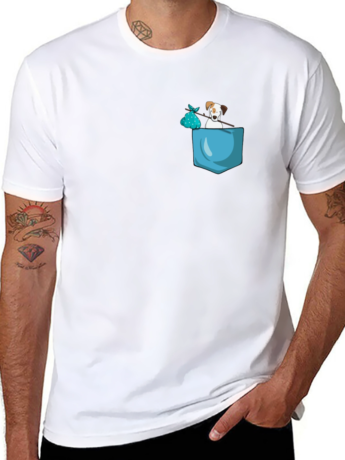 Dog in Pocket Graphic Tee - Trendy Casual Wear