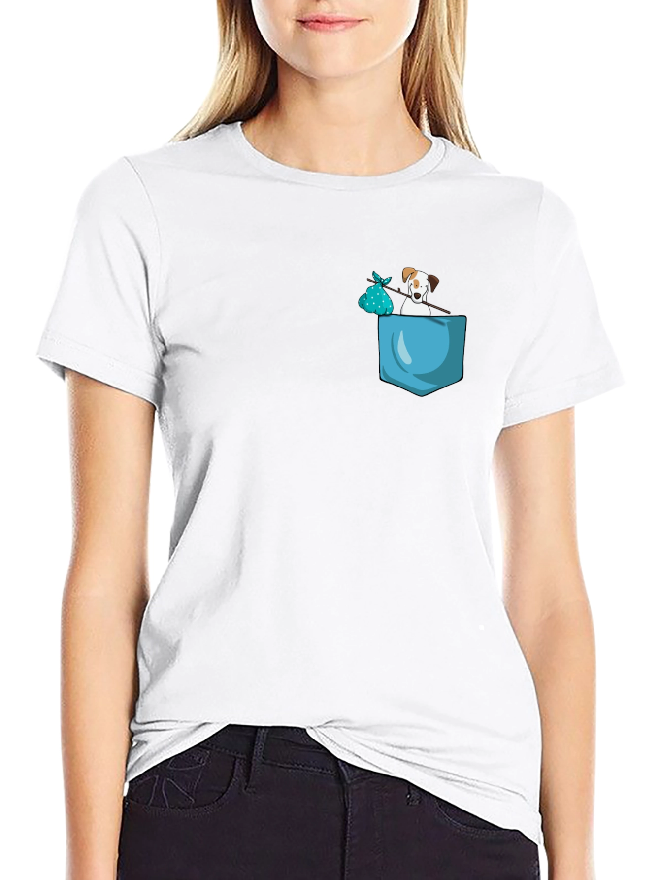 Dog in Pocket Graphic Tee - Trendy Casual Wear