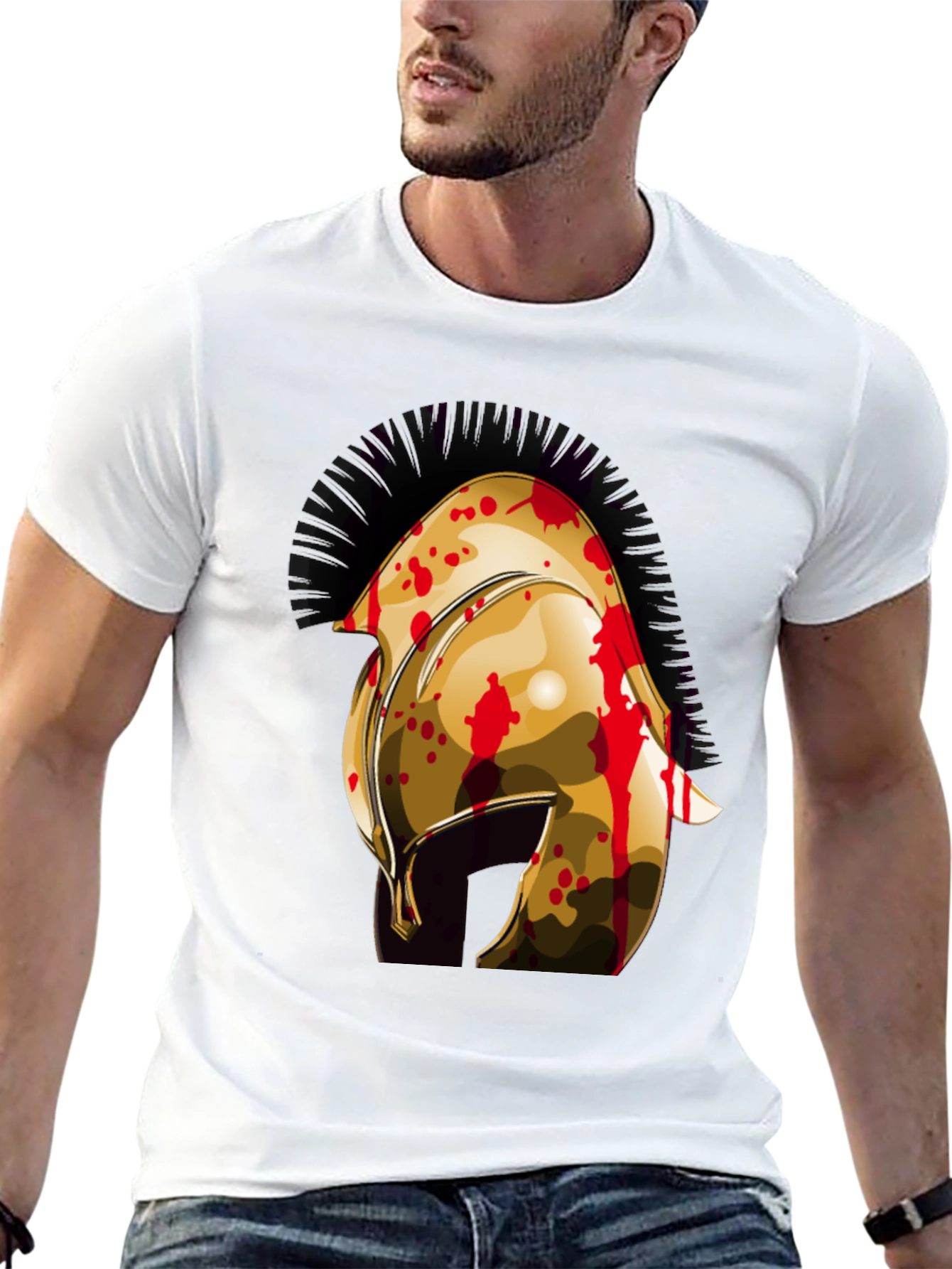 Spartan Helmet Graphic Tee - Mens Black T-Shirt