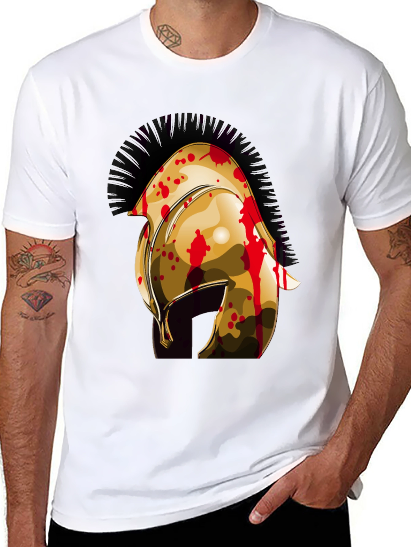 Spartan Helmet Graphic Tee - Mens Black T-Shirt