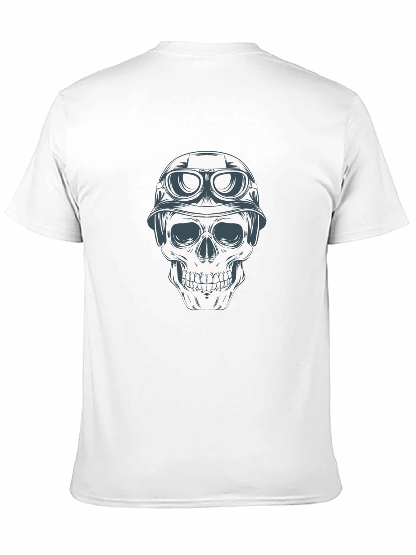 Skull in Helmet Graphic Tee - Black Cotton T-Shirt