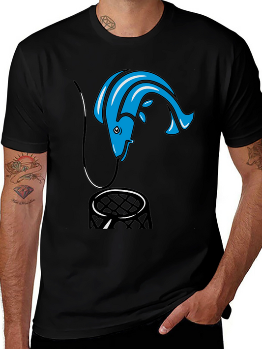 Fishing Hook T-Shirt - Blue Fish Design