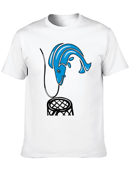 Fishing Hook T-Shirt - Blue Fish Design
