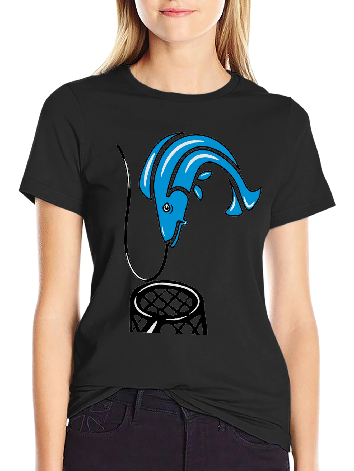 Fishing Hook T-Shirt - Blue Fish Design