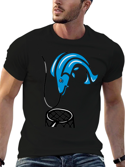 Fishing Hook T-Shirt - Blue Fish Design