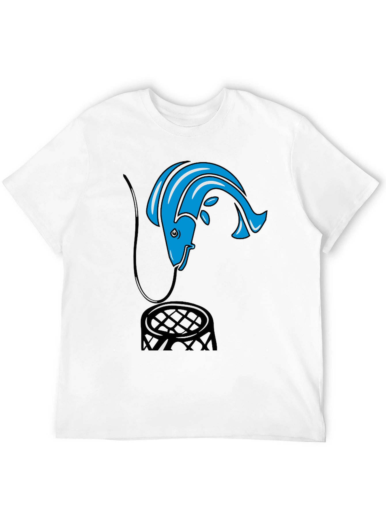 Fishing Hook T-Shirt - Blue Fish Design