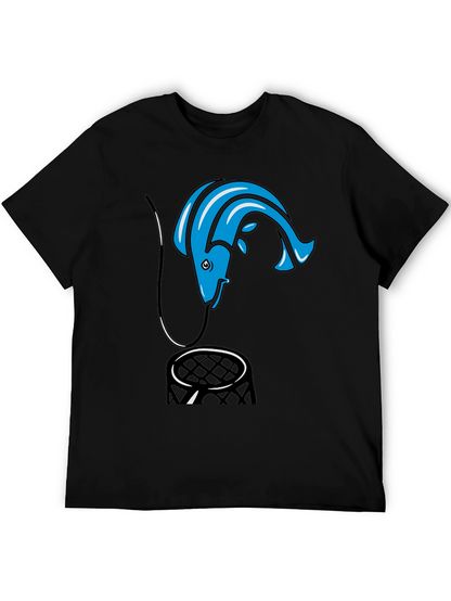 Fishing Hook T-Shirt - Blue Fish Design
