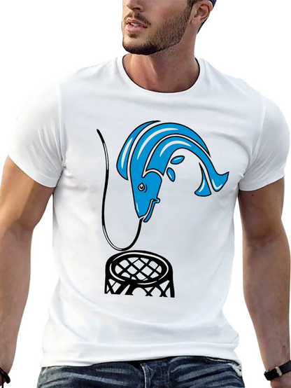 Fishing Hook T-Shirt - Blue Fish Design