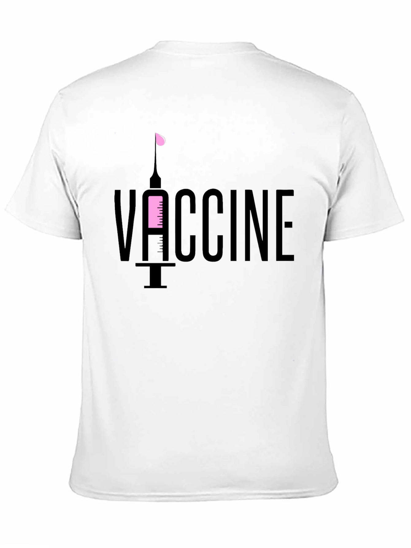 Vaccine T-Shirt - Black Cotton Tee with Syringe Design