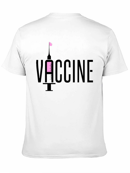 Vaccine T-Shirt - Black Cotton Tee with Syringe Design