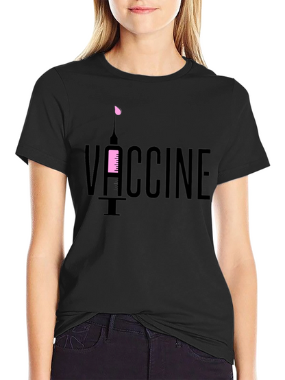 Vaccine T-Shirt - Black Cotton Tee with Syringe Design