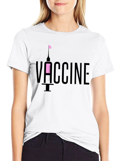 Vaccine T-Shirt - Black Cotton Tee with Syringe Design