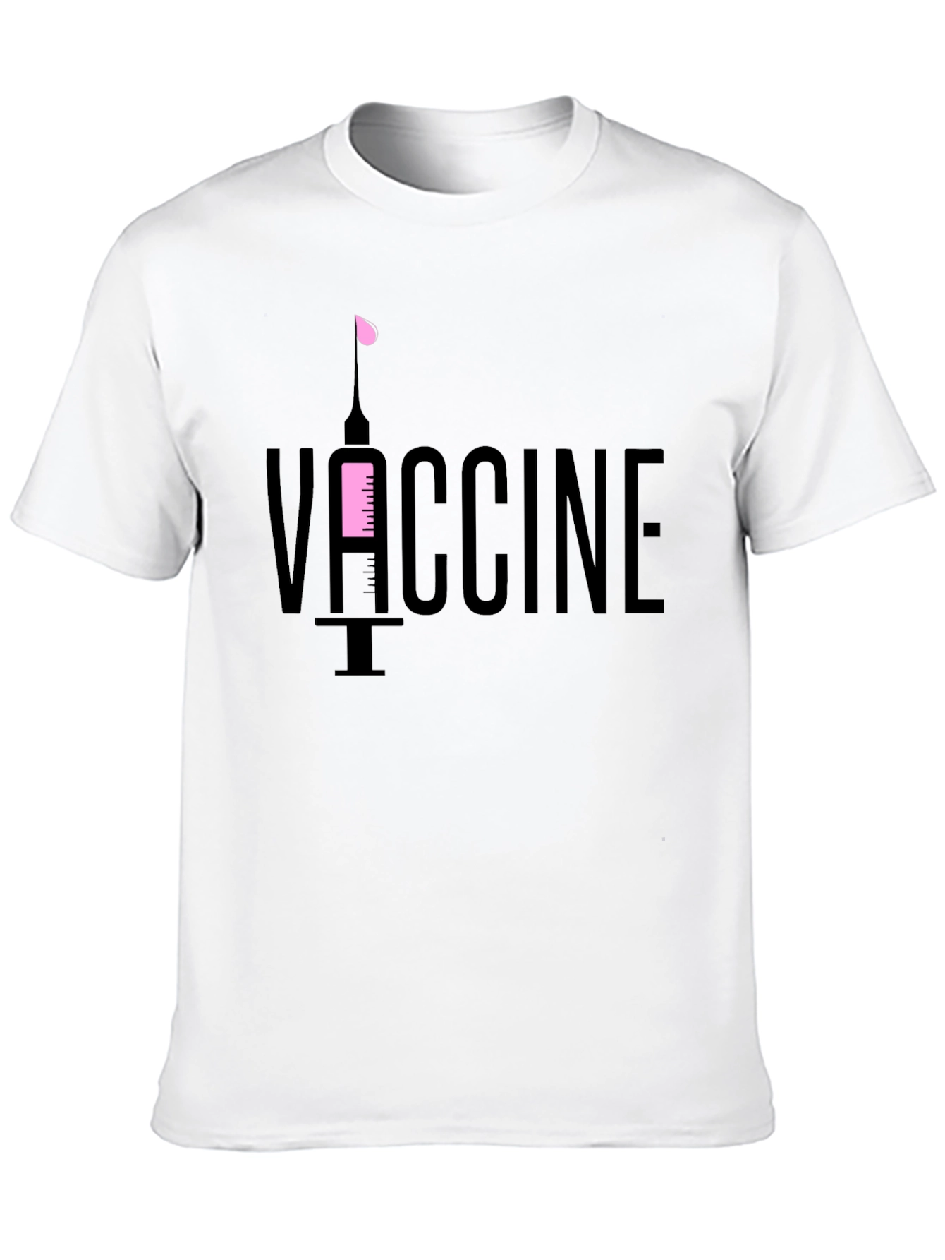 Vaccine T-Shirt - Black Cotton Tee with Syringe Design