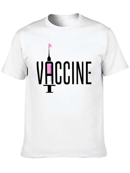 Vaccine T-Shirt - Black Cotton Tee with Syringe Design