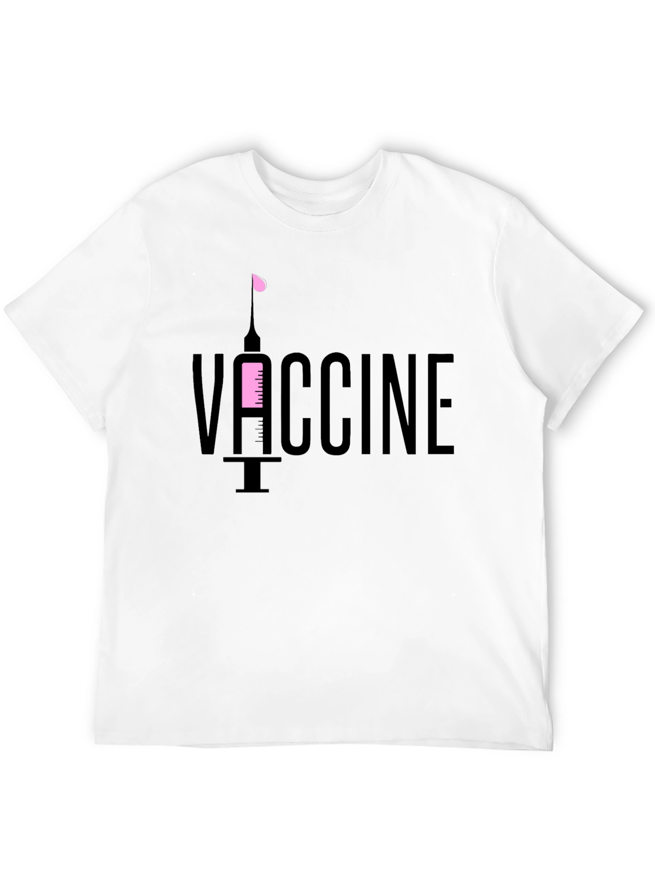 Vaccine T-Shirt - Black Cotton Tee with Syringe Design