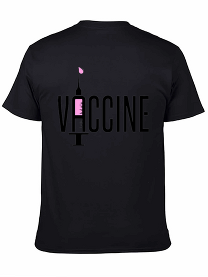 Vaccine T-Shirt - Black Cotton Tee with Syringe Design